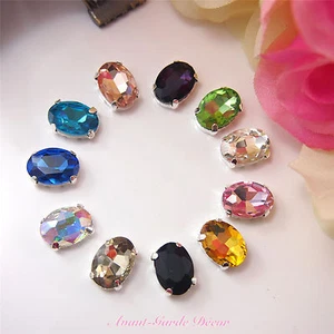 5 piezas 10x14mm Ovalado Color Biselado Vidrio Costura Estrás Cristal Decoración - Imagen 1 de 16