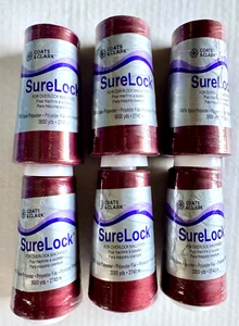 LOTS of 6 Coats 6110-430 Surelock Overlock Thread 3,000yd ea. -Ruby/Burgundy New - Picture 1 of 6