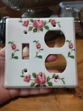 Vintage JM limoges porcelain outlet, switch plate cover. Pink roses