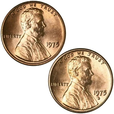 1975 P & D Lincoln Memorial Cent 2 Coin Set Pulled From Mint Proof Sets - Image 1 of 4