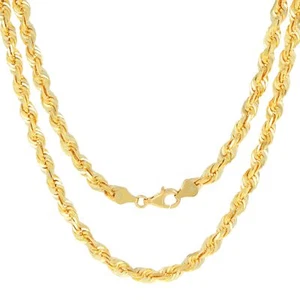 10k Yellow Gold 6mm Diamond Cut Rope Italian Chain Pendant Necklace Womens 16" - Picture 1 of 12