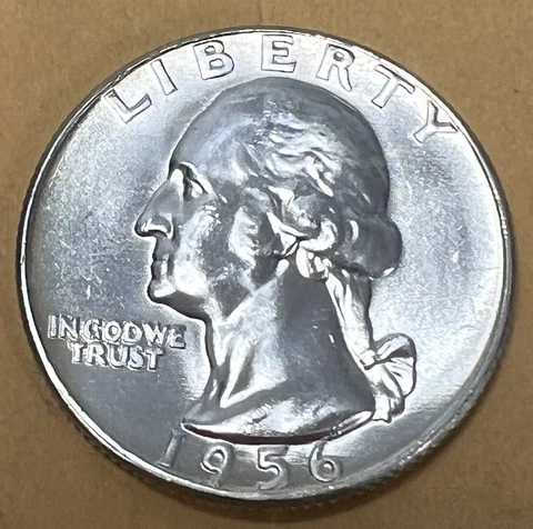 1956 P *SILVER WASHINGTON QUARTER* UNC (BLAST WHITE, LUSTROUS) GEM Cover