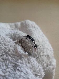 Sterlingsilber Ring mit 4 schwarzen Diamanten 1 fehlt - Bild 1 von 6