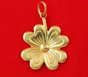 NEW 9ct Yellow Gold Solid Lucky Four Leaf Clover Pendant 375 Charm 9KT 9K - Picture 1 of 5