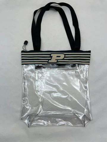Purdue Boilermakers Clear Bag Stadium Game Day Black Gold Trim Strap Zipper 12" Cover