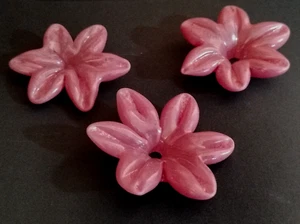 (10pcs) PINK MURANO GLASS PENDANT FLOWER, Ø 75mm, HANDMADE - Picture 1 of 8