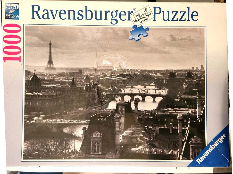 Rompecabezas Ravensburger original París y el Sena Dark 1000 piezas escena Moody Paris Foto 1 de 2