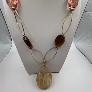 LIA SOPHIA Gold Tone Lrg Link Chain With Large Pink And Yellow Crystal Necklace - Picture 1 of 6