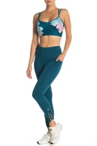 Nanette Lepore Sz. XS, Teal Athletic / Workout Leggings, Lattice Panel at Hem. - Picture 1 of 12
