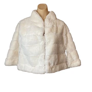 Betsey Johnson Womens L Faux Fur Cape White Ivory - Picture 1 of 14