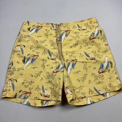 Nat Nast Cabana Collection Men's Swim Trunks Sailboat Pattern Lined Yellow Sz M - Image 1 of 4