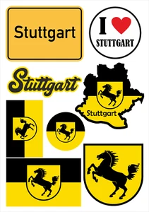 Stuttgart Deutschland Aufkleber Karte Sticker-Bogen Stadt Auto Fahne Flagge - Picture 1 of 7