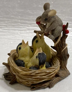Charming Tails ~ FEEDING TIME Mouse & Bird Figure 98/417 ~ Fitz & Floyd ~ In Box - Picture 1 of 13