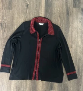 ESCLUSIVAMENTE MISOOK cardigan nero rosso bordo zip a costine MAGLIONE XL - Foto 1 di 5