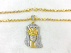 Real 14k Gold Filled Stardust Jesus Head Face Bead Chain Necklace 30" 4mm - Picture 1 of 11