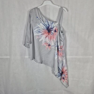 Ladies Top Size 14 Fenn Wright Manson Grey Blue Asymmetrical Blouse Party  - Image 1 of 4