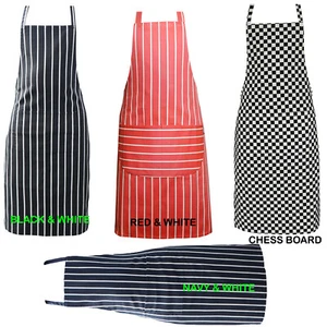  Chefs Aprons STRIPE Front Pocket Kitchen Butcher Cook BBQ Stuff CHRISTMAS - Picture 1 of 17