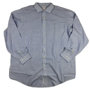Men's Brooks Brothers Blue White Striped Long Sleeve Dress Shirt Size 18 - 6/7 - Picture 1 of 8
