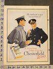 1937 TOBACCO CHESTERFIELD CIGARETTE MILITARY NAVY OFFICER THRESHER ART AD SO83