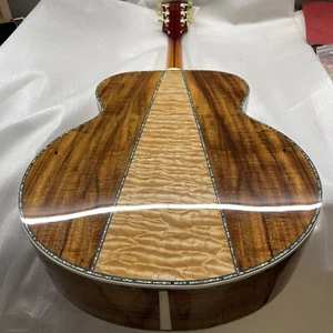 43 Inch Jumbo Solid Spruce Acoustic Guitar Maple and Koa Body Abalone Inlay - Picture 1 of 8