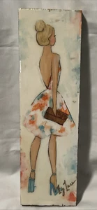 Glamour Lady Acrylic Painting On Board Wall Art 12" Signed Liz Lane - Picture 1 of 14