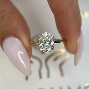 Tulip Design 1.50 Cts IGI Certified D color VVS2 Clarity Oval Excellent Cut Ring - Picture 1 of 14