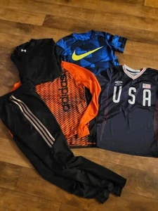 Boys Size 12 14 athletic Lot Joggers Shirt JerseyLot Adidas Nike Umbro Under - Picture 1 of 15