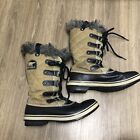 Sorel Tofino Snow Boots Fur Lined Water Proof High Lace Up Womens 10 Tan