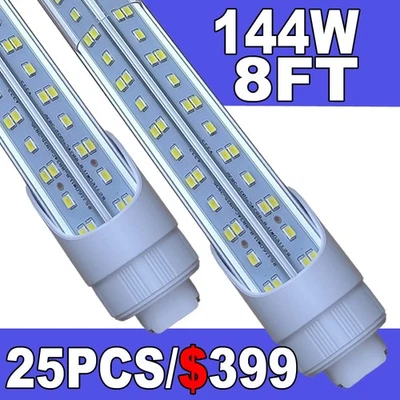 Luz de tubo LED de 8 pies R17d T8 giratoria de 8 pies Luz de tienda LED de 144 W 8" lámpara base HO		 Foto 1 de 4