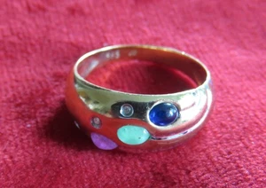 Damenring 585er Gelb-& Weißgold mit Rubin, Saphir, Smaragd & Zirkonen 3,9 Gramm - Bild 1 von 7