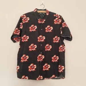 Ted Baker London Men’s Black Floral Short Sleeve Shirt Size 6 (XL) 100% Cotton - Picture 1 of 18