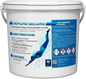 Naturii CLORO PASTIGLIE MULTIFUNZIONE 200gr Battericida Alghicida Schiarente 5kg - Foto 1 di 3