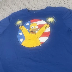 The Simpsons Homer 4th of July Flag and Sparkler T-Shirt Size XL (46/48) Groen - Imagen 1 de 10