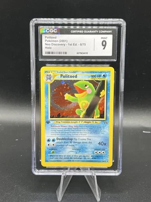 CGC 9 1st Edition Politoed #8 Holo Rare Neo Discovery Pokemon 2001 MINT - Image 1 of 2