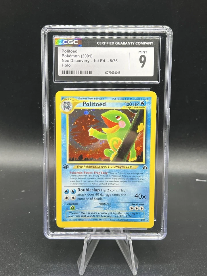 CGC 9 1st Edition Politoed #8 Holo Rare Neo Discovery Pokemon 2001 MINT - Image 1 of 2