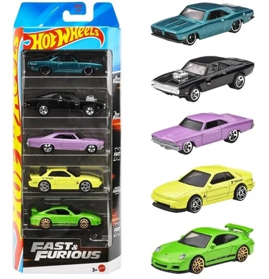 Hot Wheels 1:64 Basic 5 Pack Cars Set Fast & Furious Diecast Cars Set JDR19-7F - Image 1 of 4