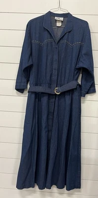 Camisa Willi of California Vestido Denim Talla 14 Western Rockabilly Abuela Cinturón De Colección Foto 1 de 4