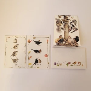 Tarjetas de felicitación y sobres Marjolein Bastin de 1990 arte de flores nido de pájaros sin usar - Imagen 1 de 18