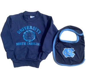 Children's size 2 Unisex Toddler Blue UNC Sweatshirt & Bib, U of North Carolina - Picture 1 of 10