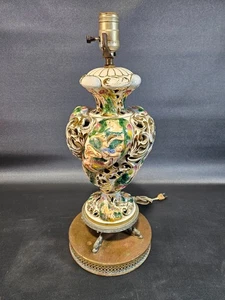 Antique Pierced Porcelain Cherub Table Lamp "Italian Capodimonte" - Picture 1 of 8
