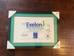 JIM FURYK PERRY PAUL CASEY KIM SIGNED Exelon Invitational Pin Flag Framed $350 - Picture 1 of 10
