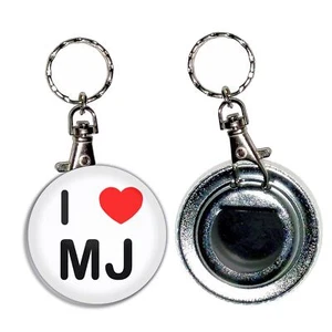 Heart MJ I Love Heart Bottle Opener Round Key Ring (55mm) - Picture 1 of 2