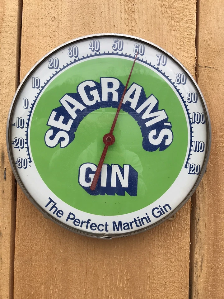 Termómetro publicitario vintage Seagrams Gin The Perfect Martini Gin metal FUNCIONA Foto 1 de 4