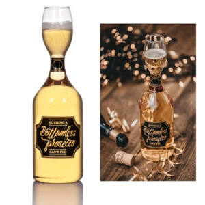 Prosecco Bottle Bottomless Champagne Flute Wine Novelty Glass Gift Christmas New - Foto 1 di 12