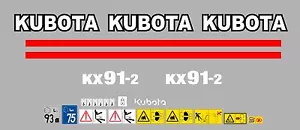 Kubota KX91-2 Mini Bagger Komplette Aufkleber Satz mit Sicherheit Warnzeichen - Bild 1 von 1