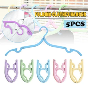 5x Foldable Coat Hangers Clothes Travel Folding Slotted Plastic Drying Rack 2022 - Picture 1 of 12