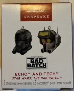 2024 Hallmark Miniature Ornament Star Wars Bad Batch 2 Helmets Echo& Tech New - Picture 1 of 4