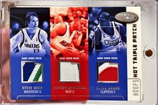 2002-03 Hoops Hot Prospects Steve Nash Alonzo Mourning E.Brand Triple Patch /75