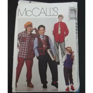 McCalls Pattern 6683 Unisex Shirt Vest Tie Size CH 7  8 10 Uncut Instructions - Picture 1 of 3