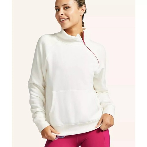 OFF WHITE PELOTON Pullover Sportivo Inclinabile Zip Laterale Donna Taglia S Bianco Sporco Panna